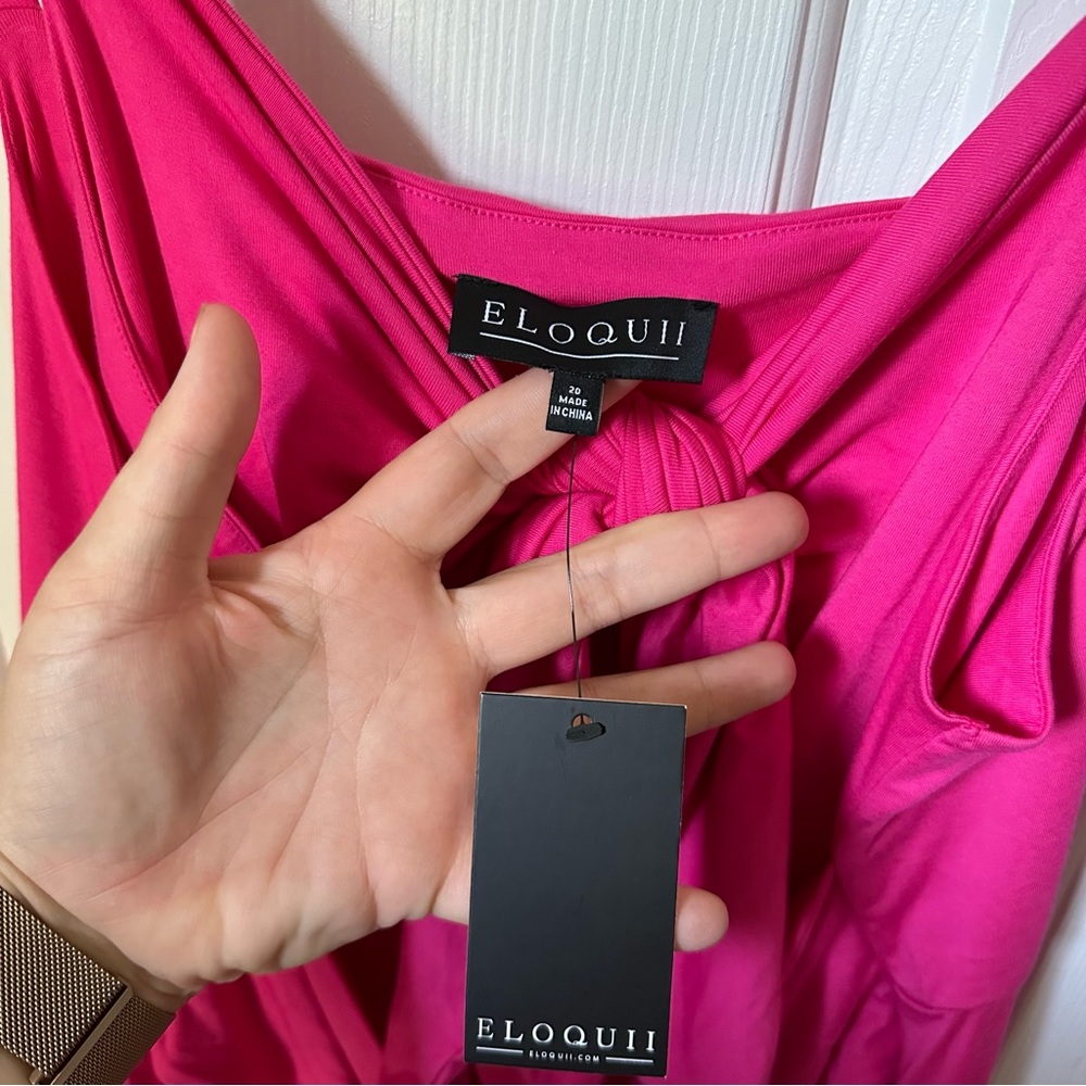 Fabulous Eloquii Tie Front Hot Pink Dress